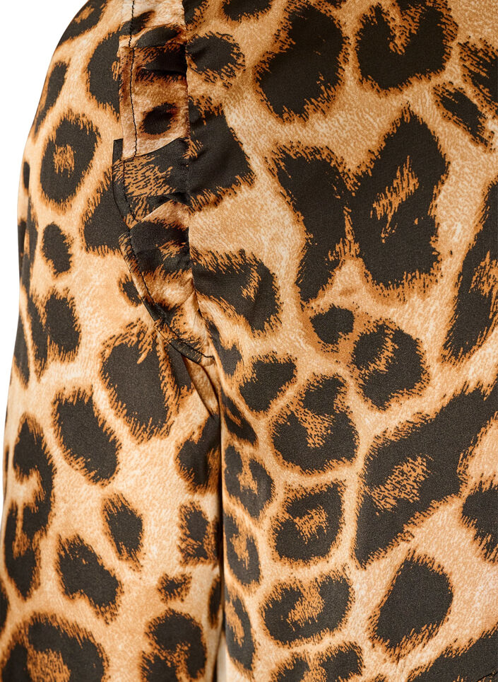 Dress with leopard print and ruffle details, Brown, Packshot image number 3