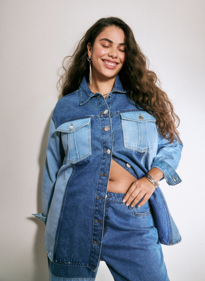 Colorblock denim jacket, Light Blue Denim, Image image number 0