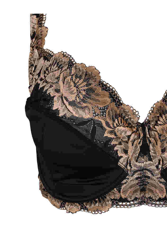 Balconette underwire lace bra, Black, Packshot image number 2