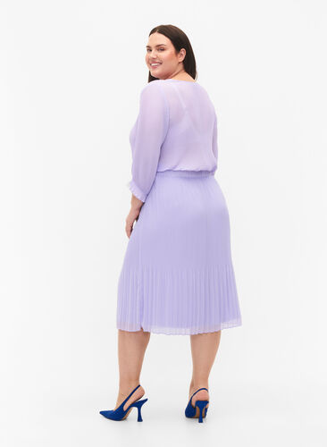 Pleated midi skirt, Lavender SOLID, Model image number 1