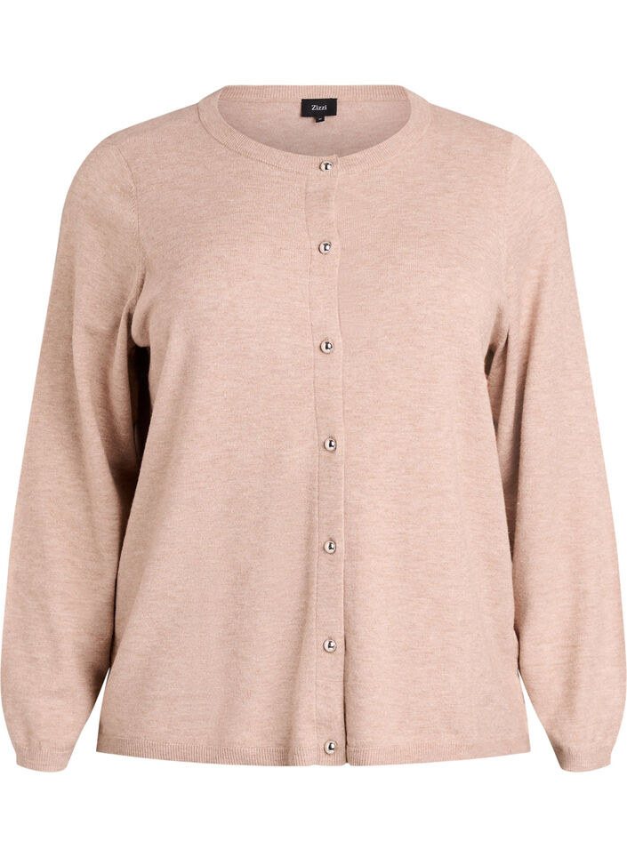 Cardigan with round buttons, Beige, Packshot image number 0