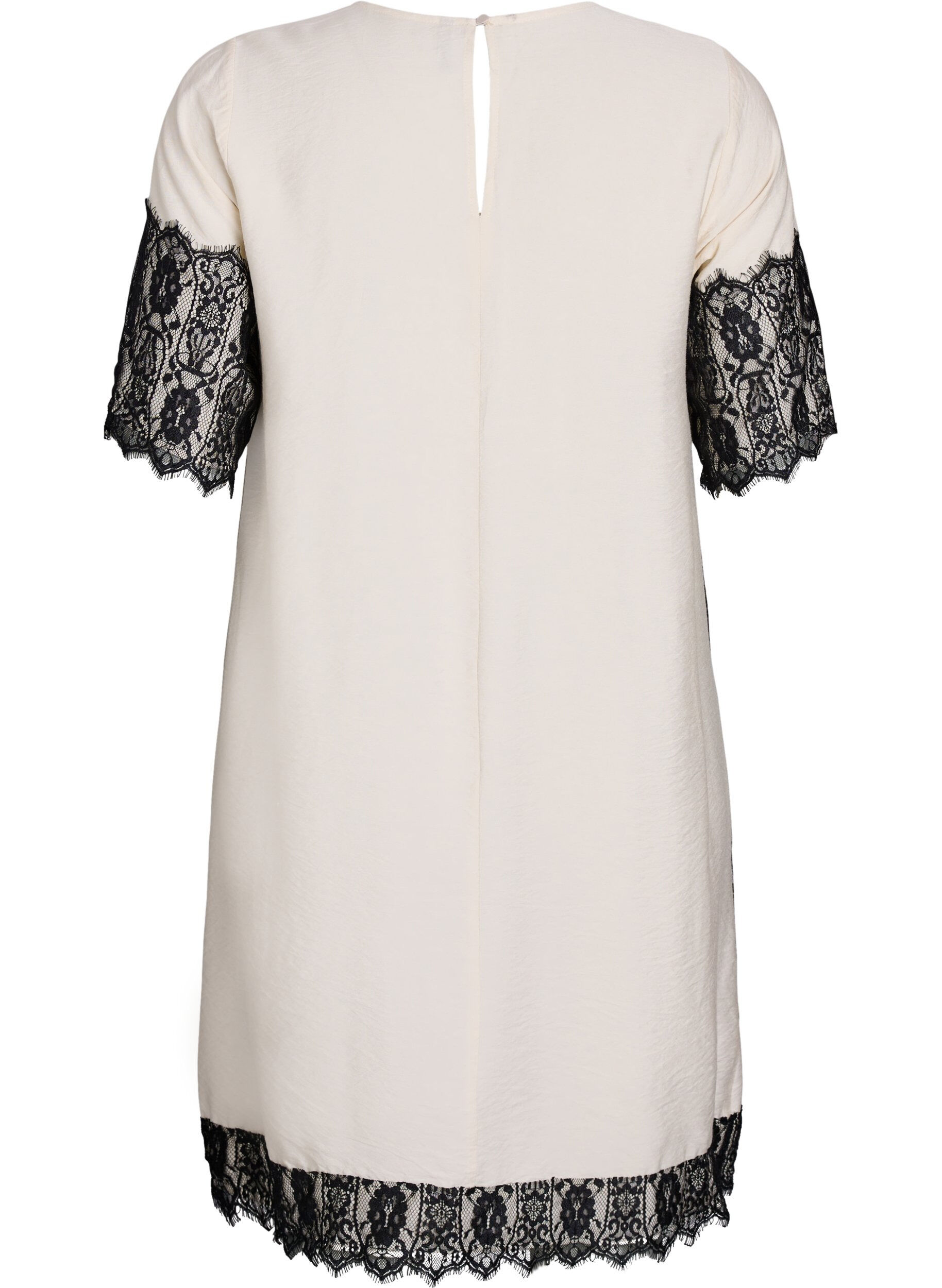 ZizzifashionShort dress with contrasting lace panels, Beige, Packshot image number 1