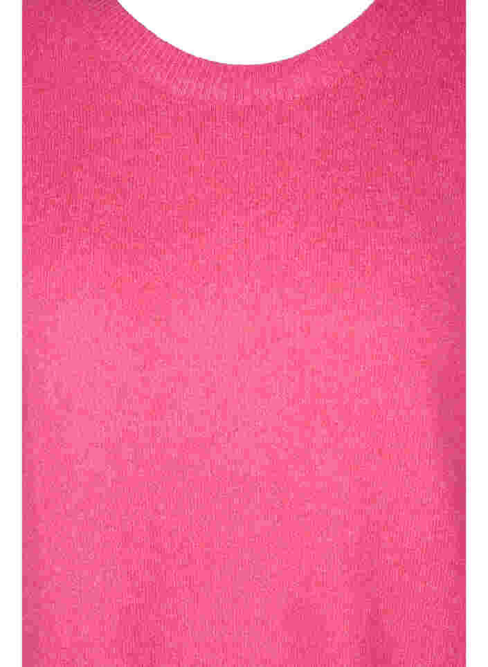 Mottled knitted top with 3/4-length sleeves, Fandango Pink, Packshot image number 2