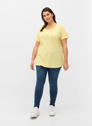 Short-sleeved cotton t-shirt with a print, Pale Banana Shine, Model image number 3