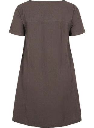 Short-sleeved cotton dress, Khaki Green, Packshot image number 1