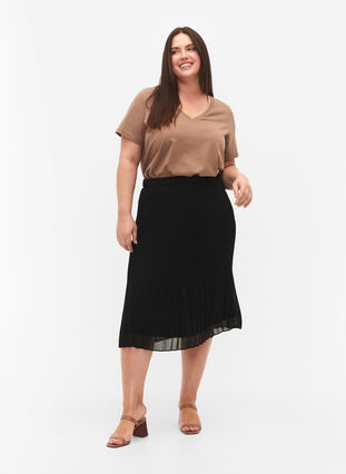 Pleated midi skirt, Black, Model image number 0