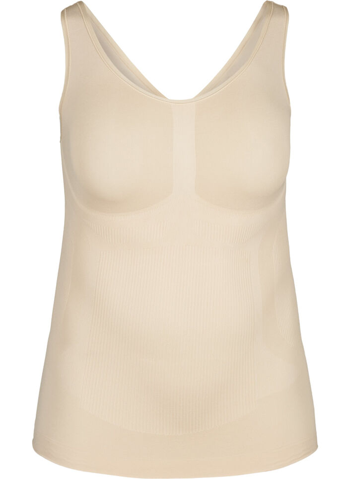 Shapewear top with wide straps, Beige, Packshot