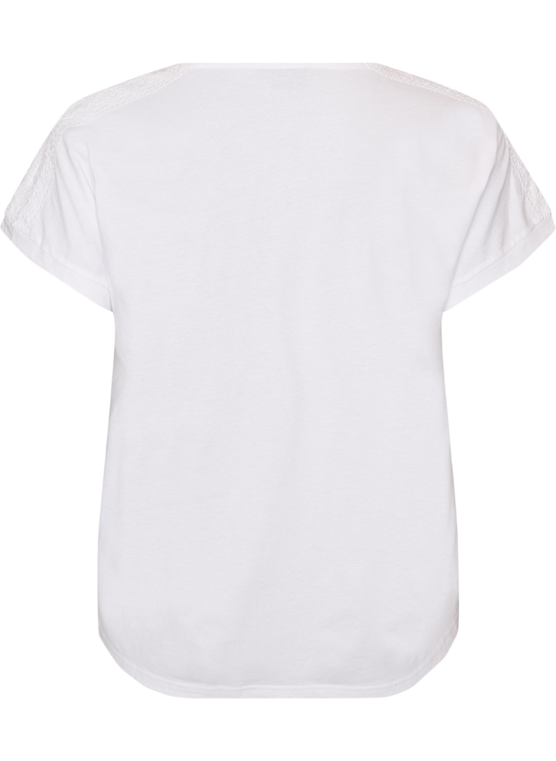ZizzifashionCotton T-shirt with crochet detail, White, Packshot image number 1