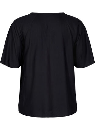 Short-sleeved viscose blouse with string detailing, Black, Packshot image number 1