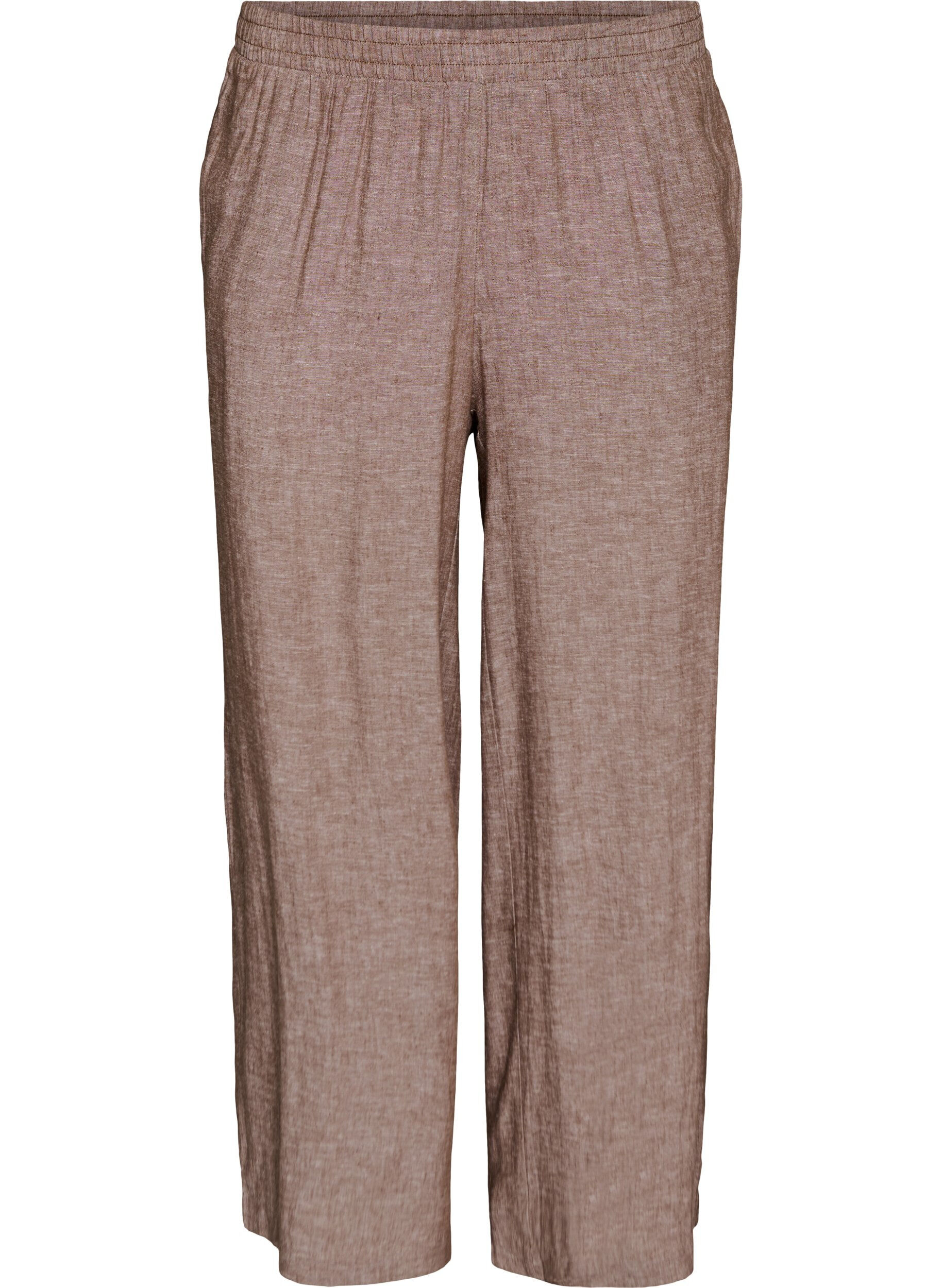 Wide-leg linen and viscose trousers