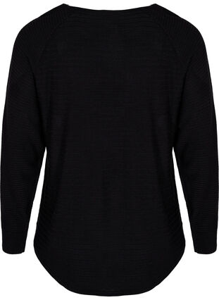 Knitted blouse with round neckline, Black, Packshot image number 1