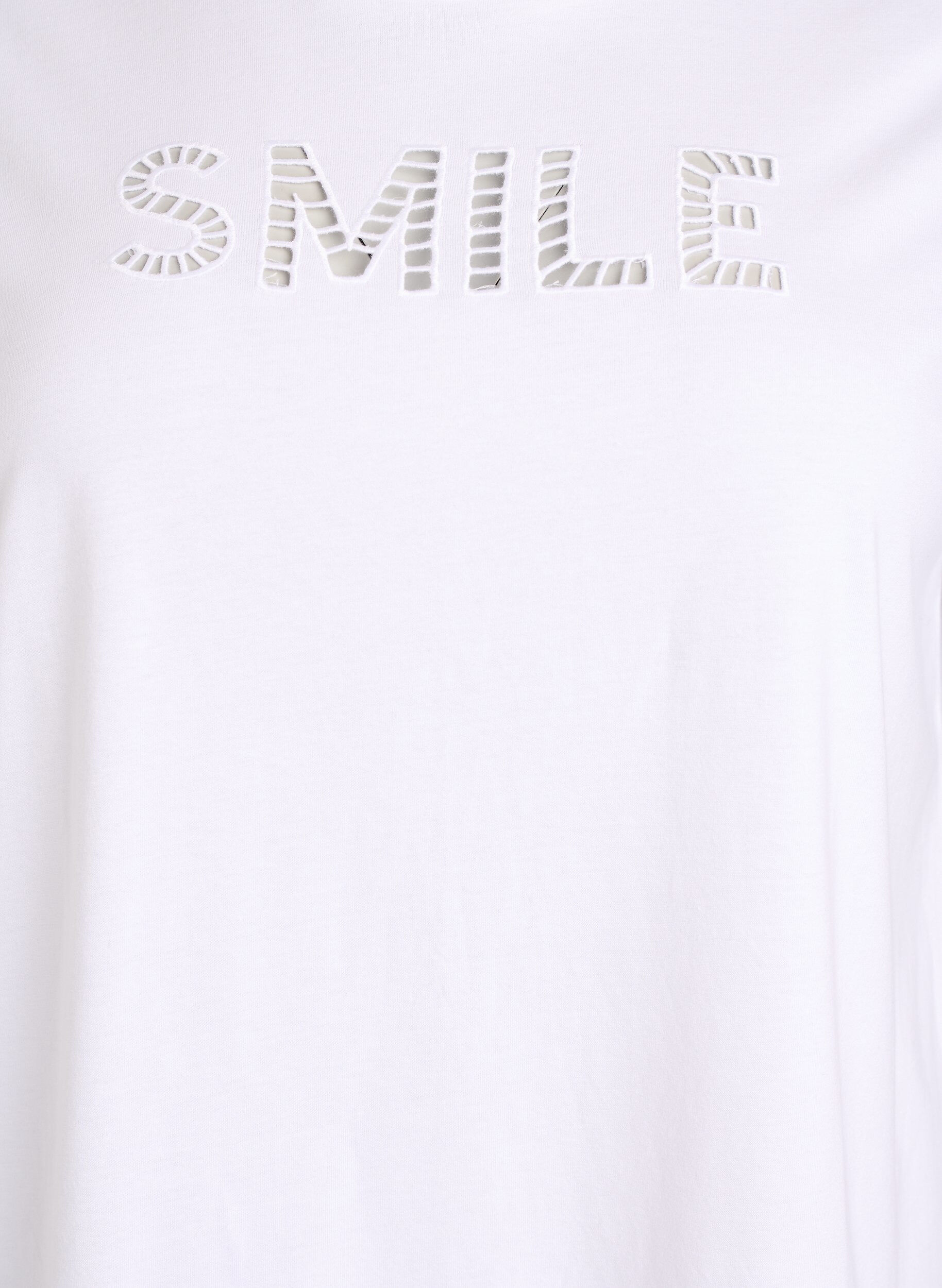 Zizzifashion Cotton T-shirt with embroidered text, White, Packshot image number 2