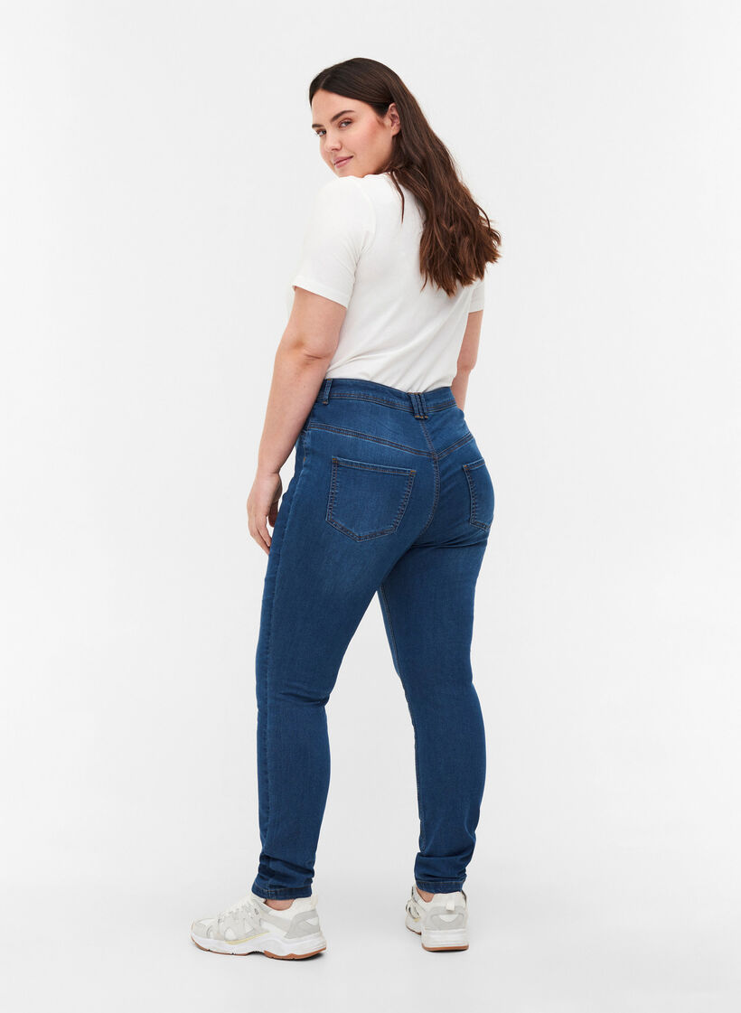Extra slim fit Amy jeans with a high waist, Blue, Model image number 2