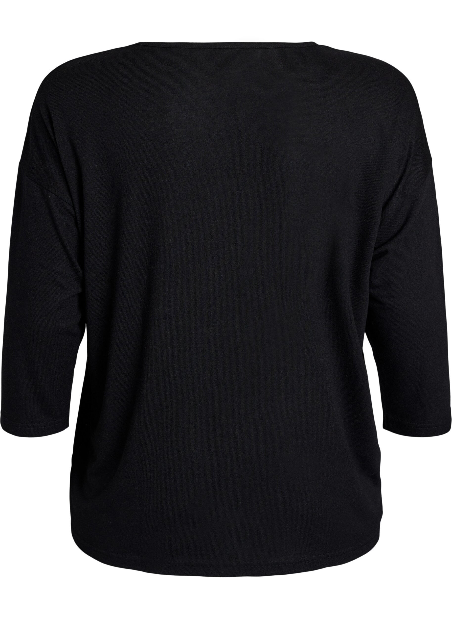 Zizzifashion Jersey blouse with 3/4 sleeves, Black, Packshot image number 1