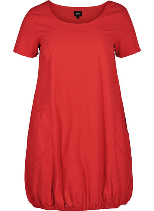 Short sleeve cotton dress, Lipstick Red, Packshot image number 0