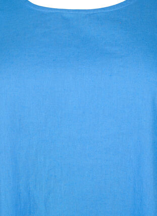 Short-sleeved blouse in cotton blend with linen, Ultramarine, Packshot image number 2