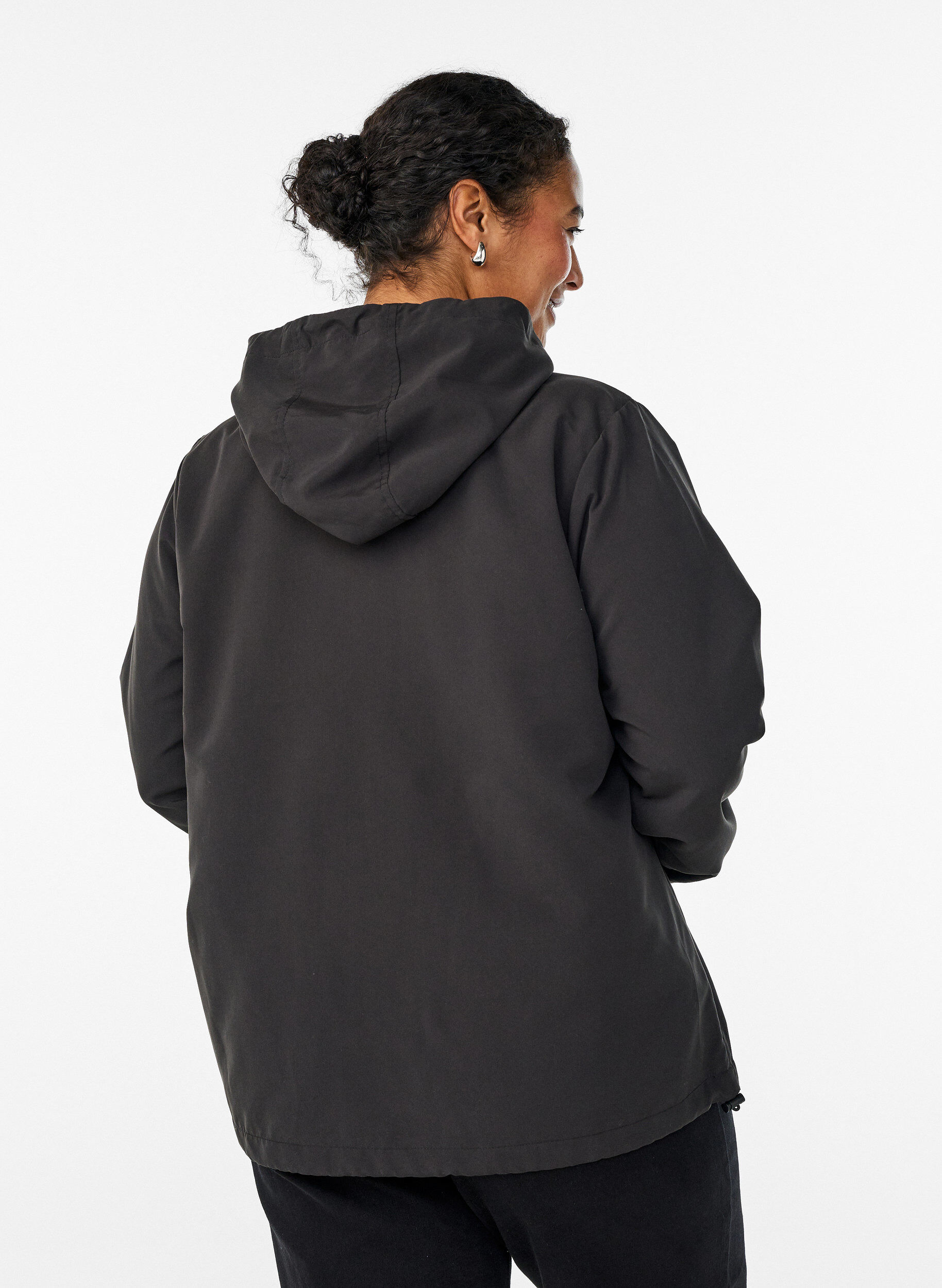 ZizzifashionLightweight jacket with a hood and zipper, Black, Model image number 2