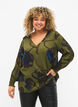 Long sleeved viscose blouse with floral print	, Green Big Flower, Model image number 0