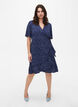 Printed wrap dress with short sleeves, Blue, Model image number 1