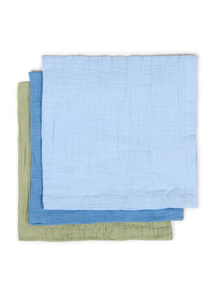 Cotton muslin cloth 3-pack, Blue/Green, Packshot image number 0