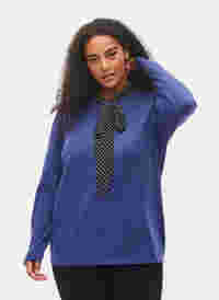 	 Knitted viscose top with long sleeves, Deep Cobalt Solid, Model