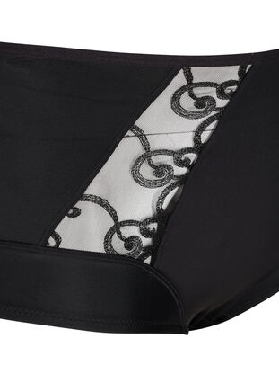 Panty with high waist and mesh, Black, Packshot image number 2
