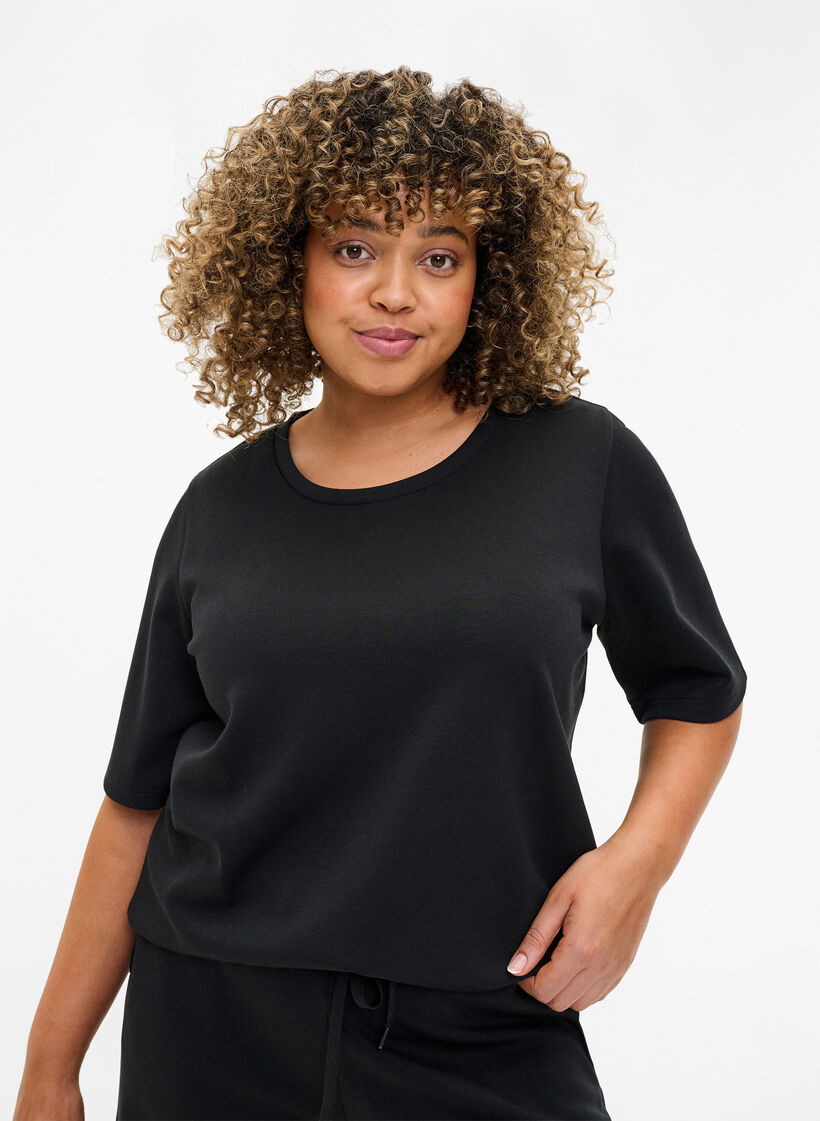 T-shirt in modal mix, Black, Model image number 0