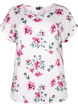Floral viscose blouse with short sleeves, White Pink AOP, Packshot image number 0