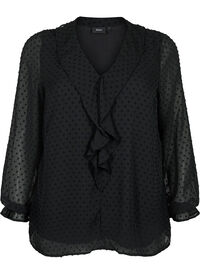 Blouse with ruffles and dotted texture