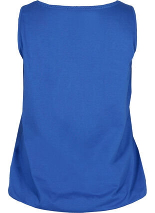 Cotton top with rounded neckline and lace trim, Dazzling Blue, Packshot image number 1