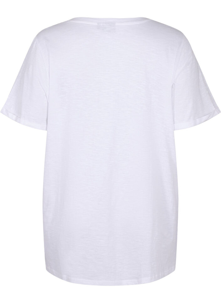Single colour oversized t-shirt with v-neck, White, Packshot image number 1