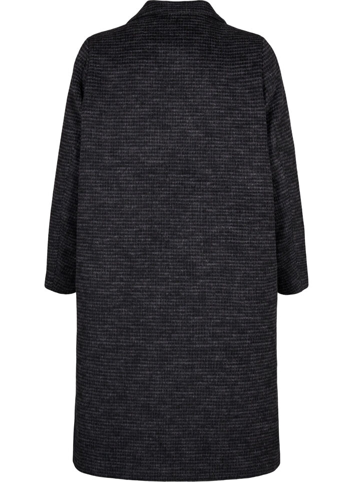 Checked wool coat with a brushed texture, Black Comb, Packshot image number 1