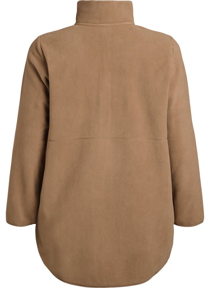 Fleece jacket with high neck and zip, Brown, Packshot image number 1