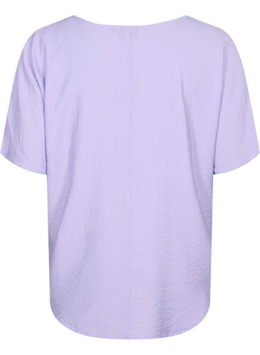 Short-sleeved viscose blouse with v-neck, Lavender, Packshot image number 1