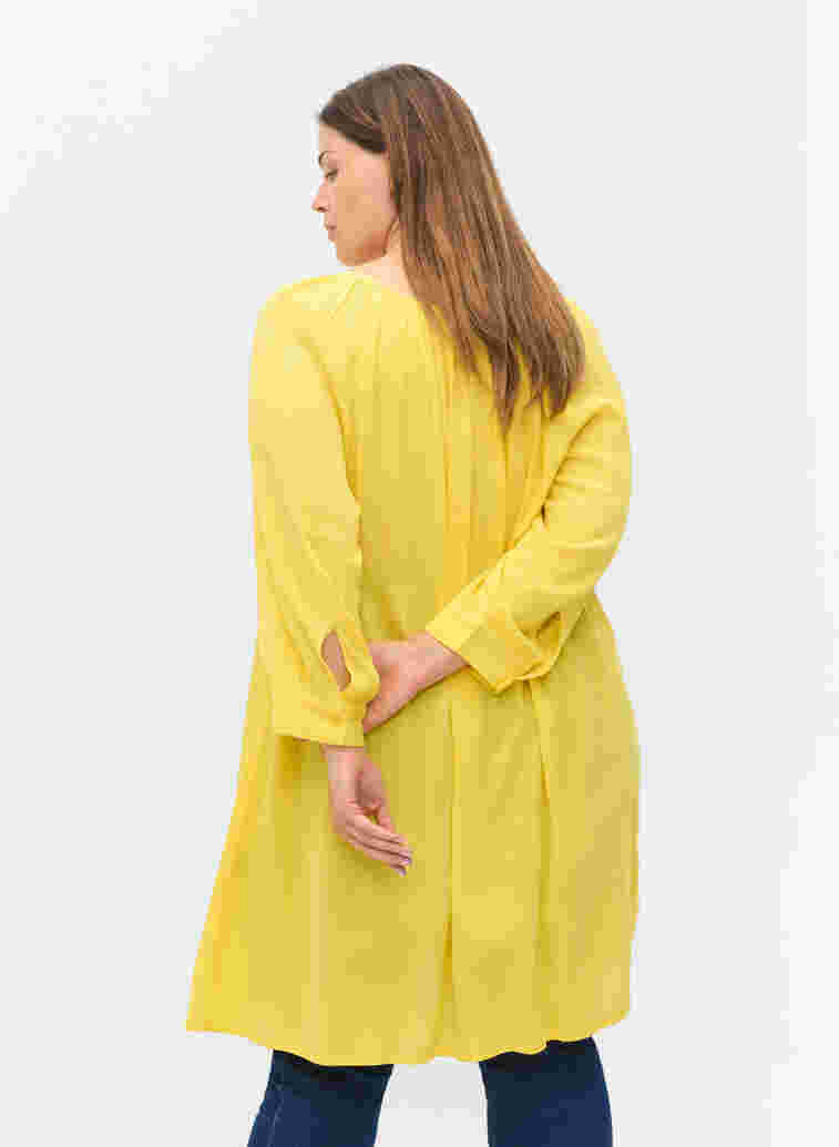 Viscose tunic with 3/4 sleeves, Primrose Yellow, Model image number 1