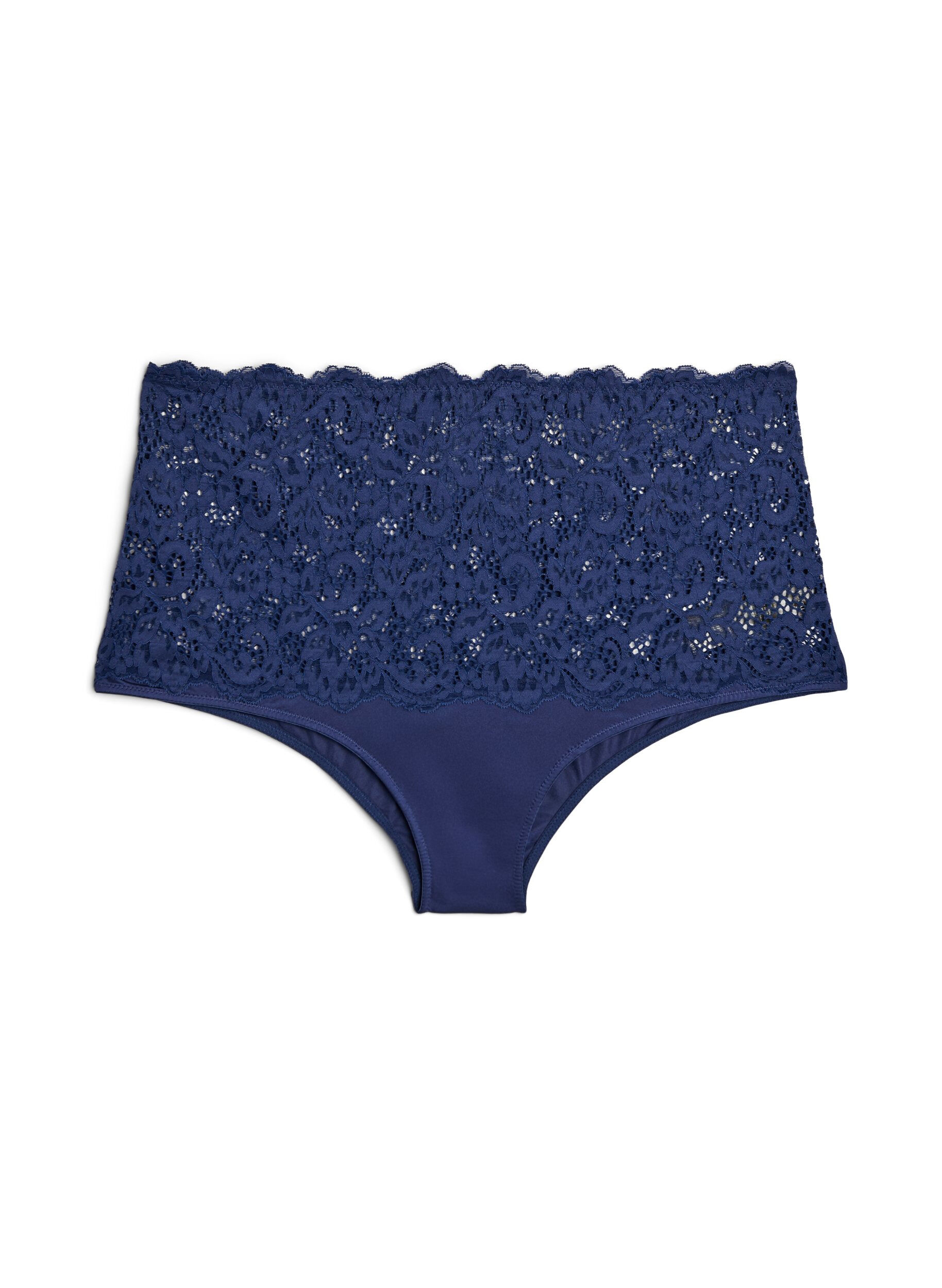 Zizzifashion High-waisted hipster briefs with lace, Medieval Blue, Packshot image number 0