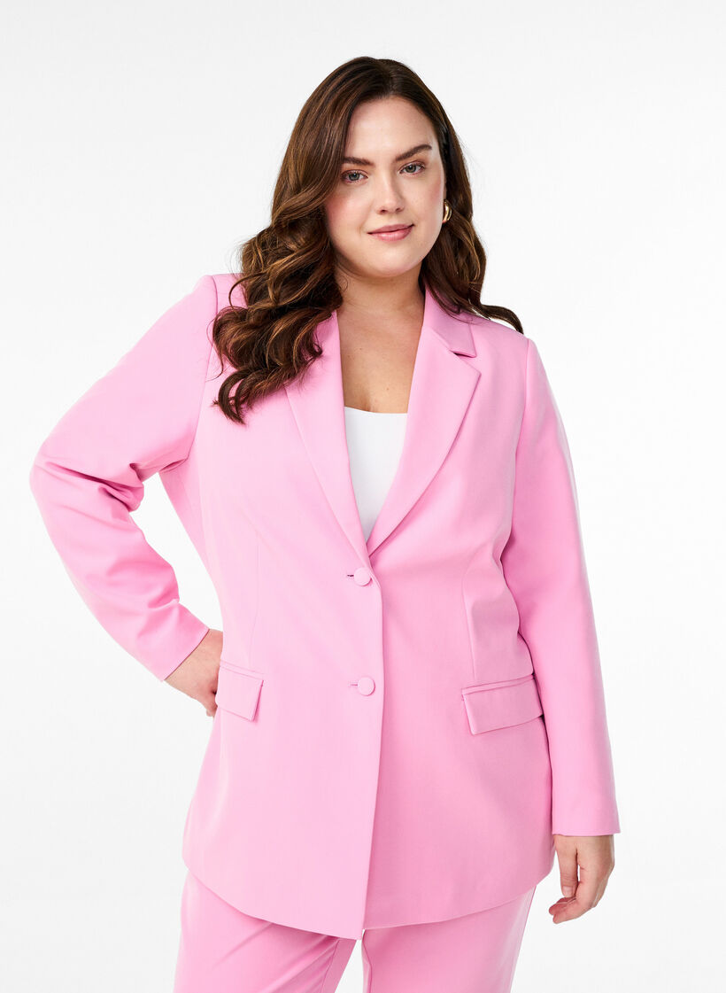 Classic blazer with button closure, Pink, Model image number 0