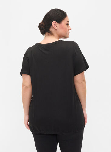 Short sleeved t-shirt with adjustable bottom, Black, Model image number 1