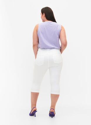 High waisted Amy capri jeans with super slim fit, Bright White, Model image number 1
