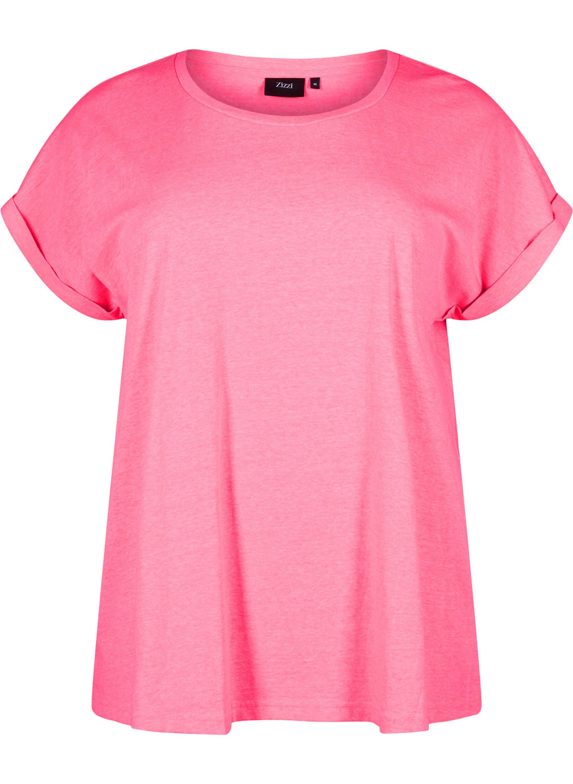 Zizzifashion Neon colored cotton t-shirt, Pink, Packshot image number 0