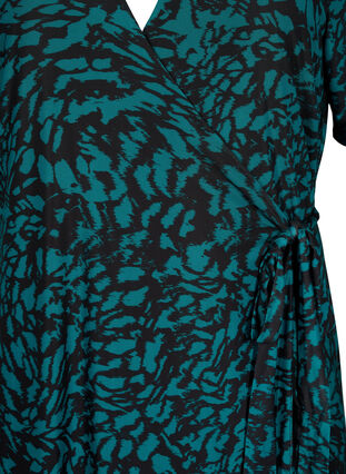 Printed wrap midi dress, Black Green AOP, Packshot image number 2