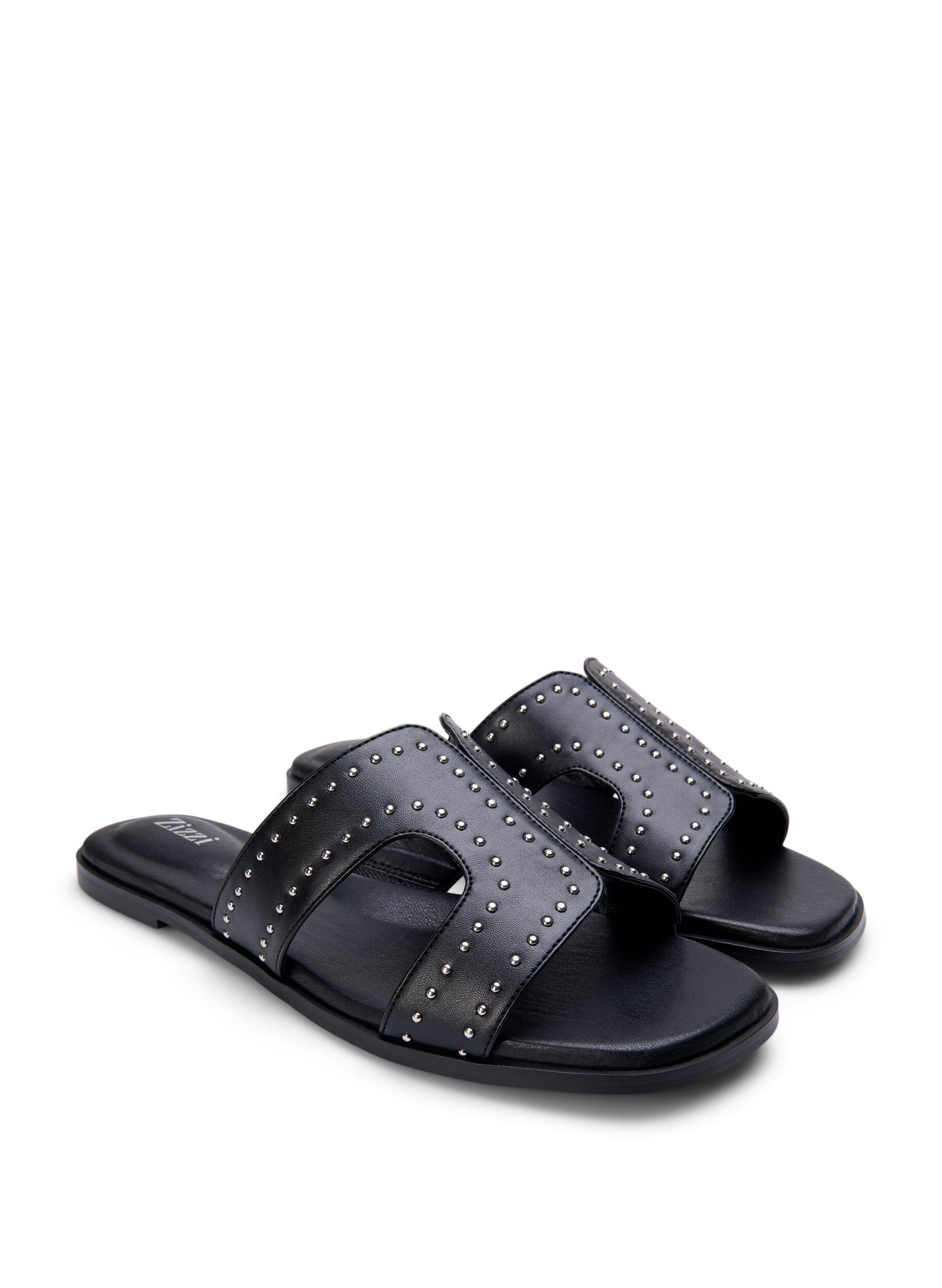 Zizzifashion Flat sandals with studs, Black, Packshot image number 1
