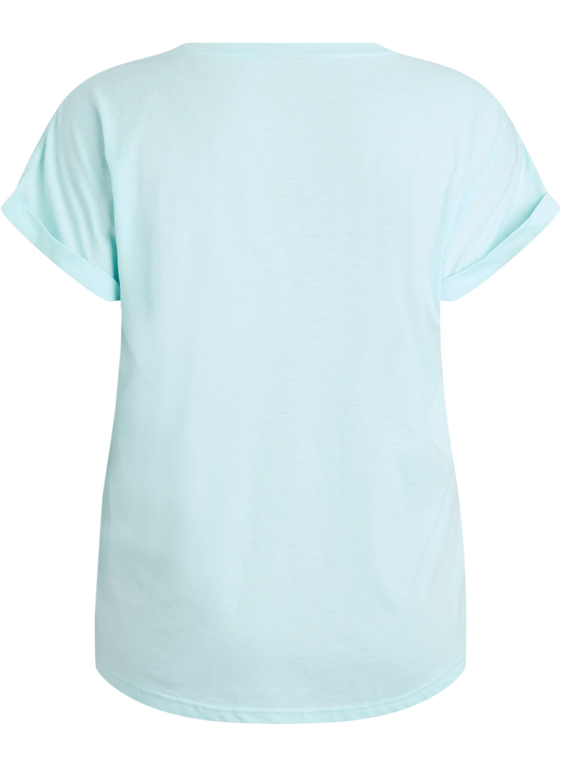 Zizzifashion Short sleeved cotton blend t-shirt, Turquoise, Packshot image number 1