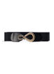 Stretchy waist belt with gold-colored buckle, Black, Packshot image number 0