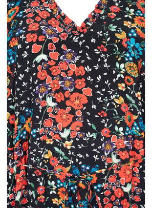 Floral dress in viscose material, Black Flower, Packshot image number 2