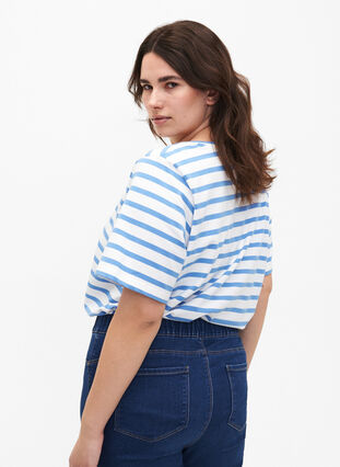 Striped T-shirt in organic cotton, Marina Stripe, Model image number 1