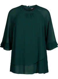 Blouse with asymmetric hem and 3/4 sleeves