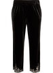 Velvet trousers with lace trim and wide legs, Black, Packshot image number 0