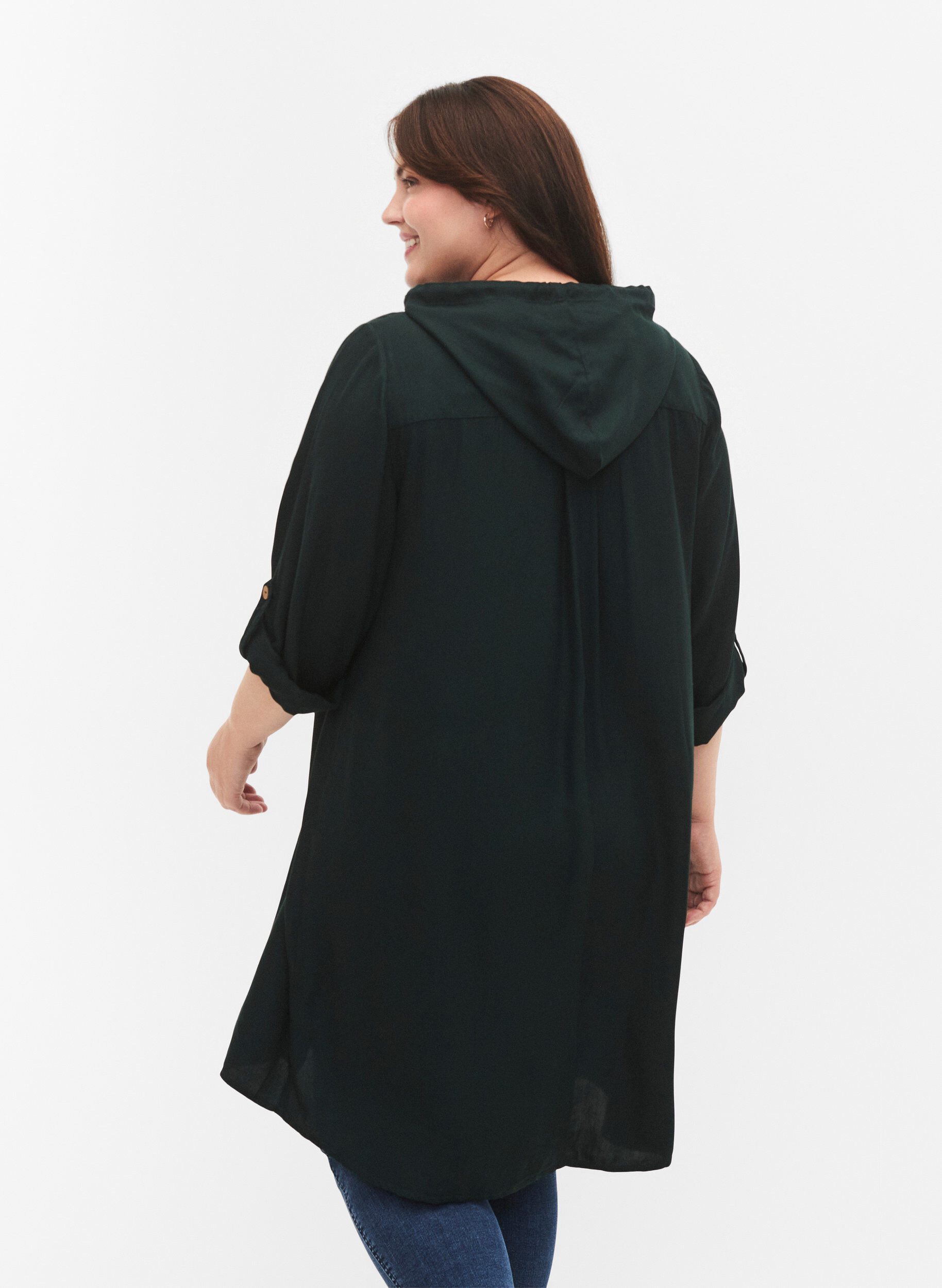 Zizzifashion Viscose tunic with hood, Scarab, Model image number 1