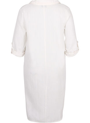 Striped dress made with cotton and linen, White, Packshot image number 1